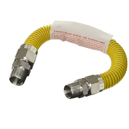 Gas Line Hose 5/8'' O.D.x24'' Len 1/2 MIP Fittings Yellow Coated Stainless Steel Flexible Connector
